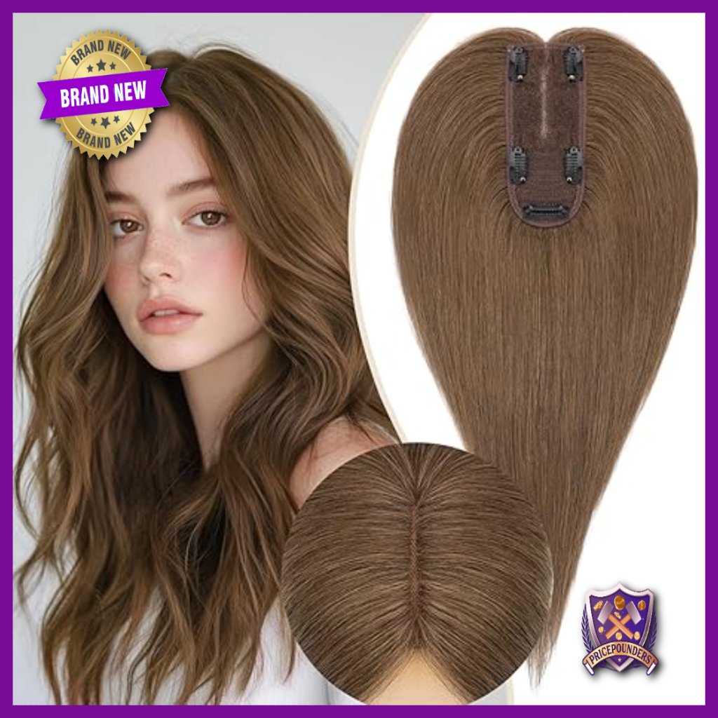Human Hair Topper 14 Inch Clip In Lace Base 150% Density No Bangs